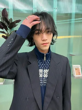 ミディアム パーマ メンズ 堀江/心斎橋/西大橋 四ツ橋【Vers】のヘアスタイル