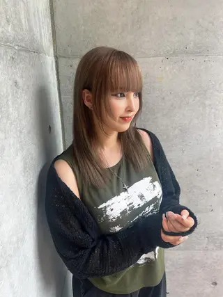 ミディアム rina／ベージュ ワンホン/韓国ヘアのヘアスタイル