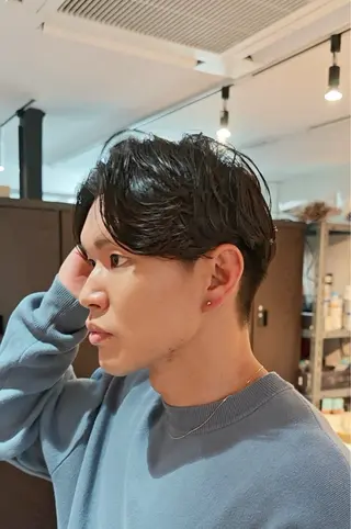 ミディアム パーマ メンズ 24時まで営業🌛東 陽町🍀TOROROのヘアスタイル