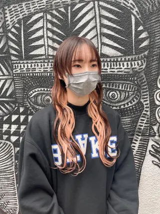 ロング カラー ヘアアレンジ haco+所属・🌈派手髪エクステ ブレイズ🌈ひろとのヘアスタイル