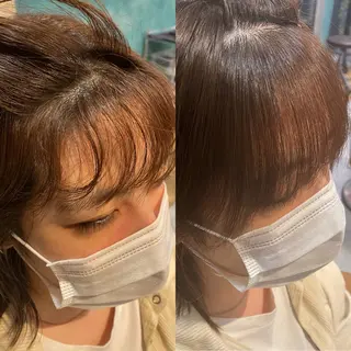 ミディアム カラー ボブ/縮毛矯正/ 高嶋 優のヘアスタイル