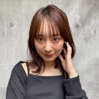 ミディアム カラー イージーパーマ募集 平口はのんのヘアスタイル