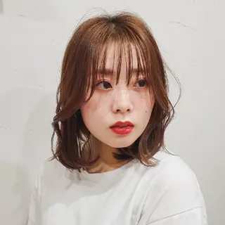 ミディアム カラー フリーランス所属・韓国ヘア レイヤー くびれヘアMATSUのヘアスタイル