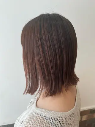 ミディアム カラー ボブ🍊暖色カラー 浅草【Bob美容師】のヘアスタイル