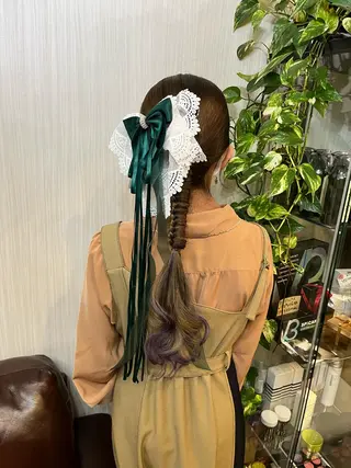 ロング ヘアアレンジ きむえり/髪質改善 /セット/カラーのヘアスタイル