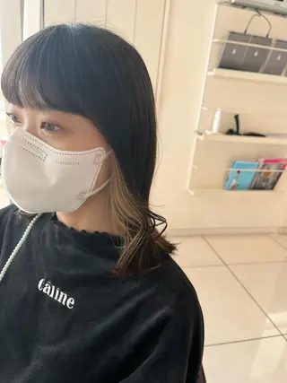 カラー らいむ/暖色/ルーツ /イヤリングカラーのヘアスタイル