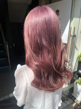 ロング カラー 艶髪/ハイトーン/ ヘアセット/モエノのヘアスタイル