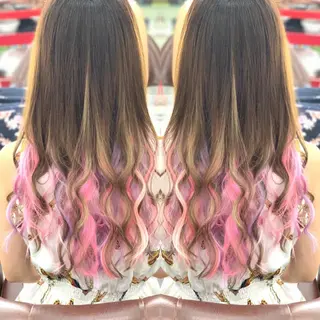 ロング カラー れん/ハイトーン /エクステ/韓国風のヘアスタイル