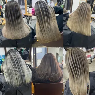 ミディアム カラー ヒカ/外国人風 デザインカラーのヘアスタイル