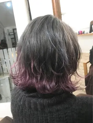 ショート カラー FOLK所属・白髪ぼかしハイライト バレイヤージュヤマトのヘアスタイル