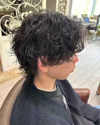 パーマ メンズ 増渕 駿介のヘアスタイル