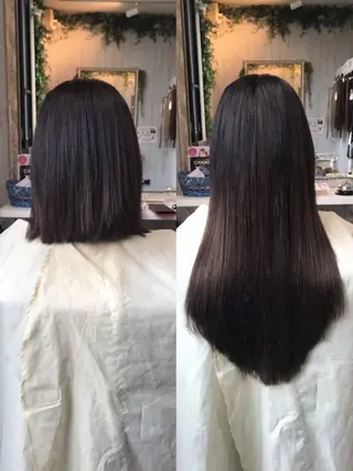 カラー ロング ヘアアレンジ 大阪レミーエクステ チビ編み込みのヘアスタイル