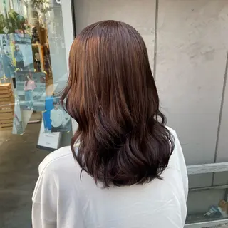 セミロング カラー 大人っぽ♡上品な暖色 ♡ブリーチなし♡のヘアスタイル