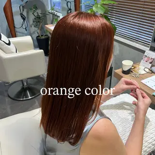 ミディアム カラー ボブ/プツッとボブ/ 暖色カラー/モエのヘアスタイル