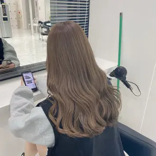 セミロング カラー 赤みなし艶カラー🍈 ユウナ🍈🤍のヘアスタイル