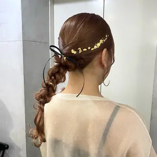 セミロング ヘアアレンジ 🍓☘️有村萌依 /京都駅👩🏻のヘアスタイル