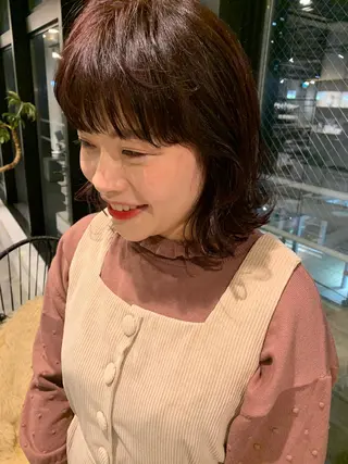 ミディアム カラー ピンクベージュ/新潟 万代/高橋桃葉🍑のヘアスタイル