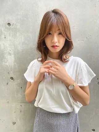 ミディアム カラー オリーブカラー 特化　　kaiのヘアスタイル