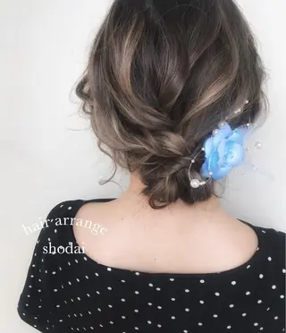 ロング ヘアアレンジ ハイライト、レイヤー カット/西梅田/中西のヘアスタイル