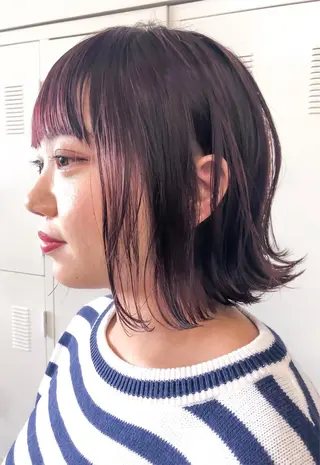 ミディアム カラー クロスパーマ× 透明感カラー✂︎のヘアスタイル