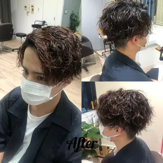 ショート カラー パーマ メンズ kiitos所属・関西センターパート メンズモデル募集のヘアスタイル