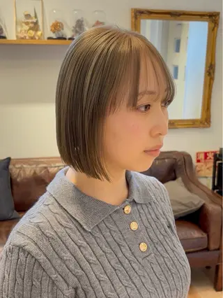 ショート カラー オリーブ/縮毛♡ Natsuno🩰のヘアスタイル