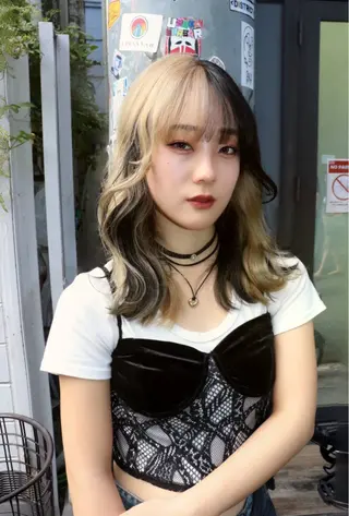 セミロング カラー ヘアアレンジ @kyoniyy KYONIのヘアスタイル