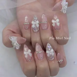 セミロング カラー HANA 長さだしのネイルデザイン