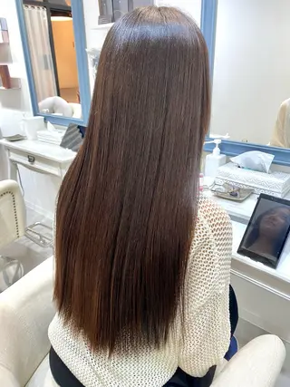 ロング クセ、艶にお悩みの方 ブリーチ毛にも縮毛可のヘアスタイル