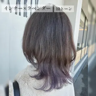 セミロング カラー ブリーチ+髪質改善 縮毛矯正/佐伯 駿のヘアスタイル