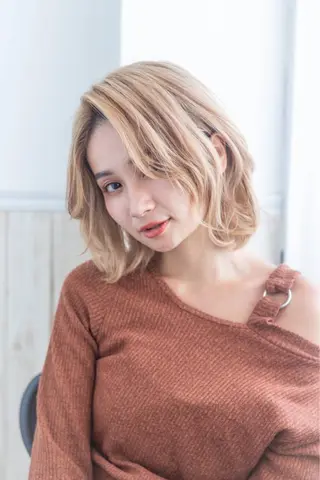 ミディアム カラー パーマ ヘアアレンジ リルウヘアー 天王寺のヘアスタイル