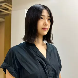 ミディアム ぱつっとボブ/ショ ート/高田明日美のヘアスタイル