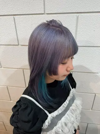 ロング カラー 透け感/ハイトーン/ レイヤー/小山田のヘアスタイル