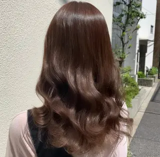 セミロング カラー ブリーチなし Wカラー🩷星野翔太のヘアスタイル