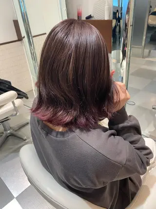 ミディアム カラー コテ巻き風パーマ 藤澤　知彌のヘアスタイル