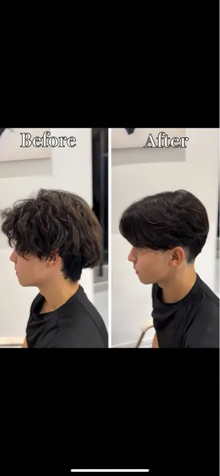 ミディアム パーマ メンズ 🔮メンズ縮毛矯正 毛流れパーマ💎竹永のヘアスタイル