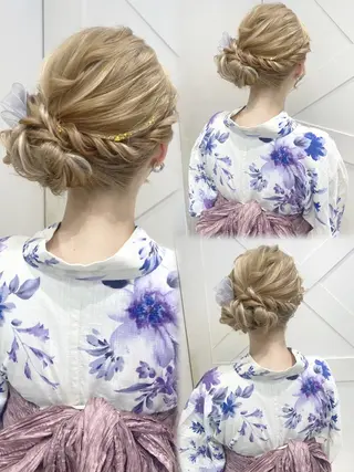 白髪ぼかしハイライト ヘアアレンジのヘアスタイル