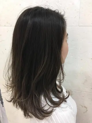 セミロング カラー 斉藤 貴也のヘアスタイル