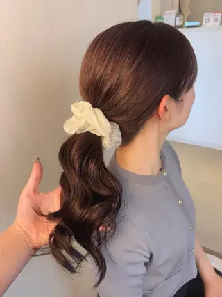 ロング カラー shu ブラウンピンクカラーのヘアスタイル