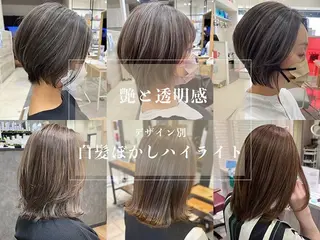 ミディアム カラー 太白区白髪ぼかし/ ボブカット/千葉達人のヘアスタイル