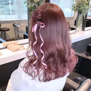 セミロング カラー ヘアアレンジ 💗ガーリーヘア🎀 saki💗のヘアスタイル