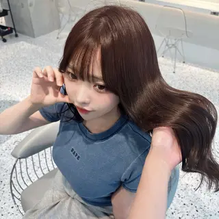 ミディアム rina／ベージュ ワンホン/韓国ヘアのヘアスタイル