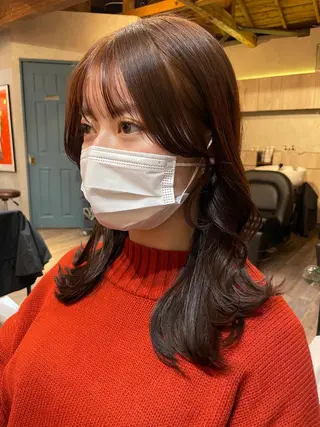 セミロング カラー 顔周りカット× 髪質改善【リョウ】のヘアスタイル