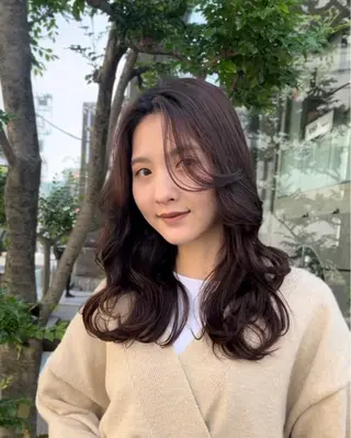 ミディアム タンバルモリパーマ 礒井メンキのヘアスタイル