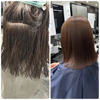 セミロング パーマ HARUKI MINATO japan 仙台店所属・✨【髪質改善/縮毛 矯正】✨ゆうほのヘアスタイル