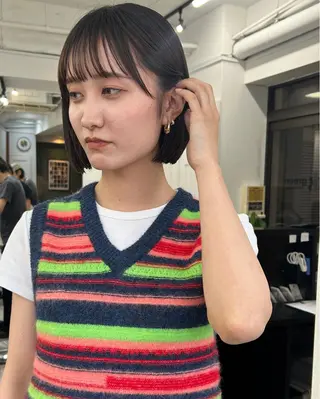 ミディアム カラー レイヤーボブ/ 艶カラー/サナ🌼のヘアスタイル