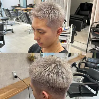 カラー メンズ R/🤎 パーマ&ブリーチ🔥のヘアスタイル