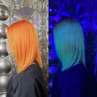 ミディアム カラー ヘアアレンジ haco+所属・🌈派手髪エクステ ブレイズ🌈ひろとのヘアスタイル