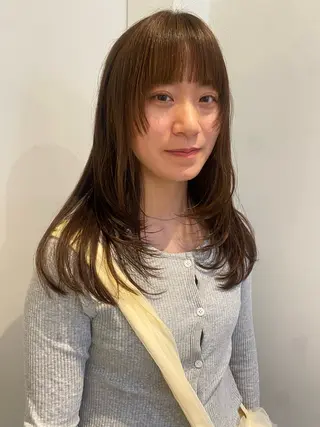 ミディアム カラー 永田 愛莉のヘアスタイル