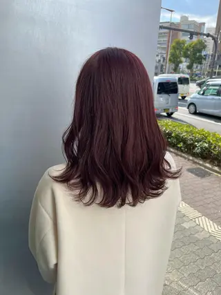 セミロング カラー uni 江坂🦋 木下風子のヘアスタイル
